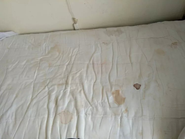 一些医院被褥枕头的内胆,(医院清洗消毒的只是被单,床单)多为污迹斑斑