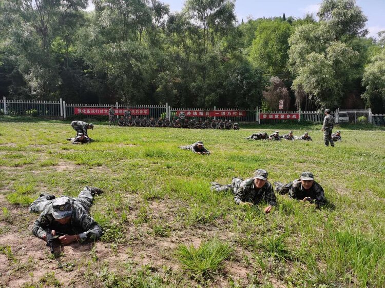 训练场上挥汗如雨练兵备战强势来袭康县轮训备勤民兵连组织单兵战术