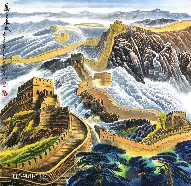 王大为长城画行笔走墨绘经典东方巨龙有礼赞