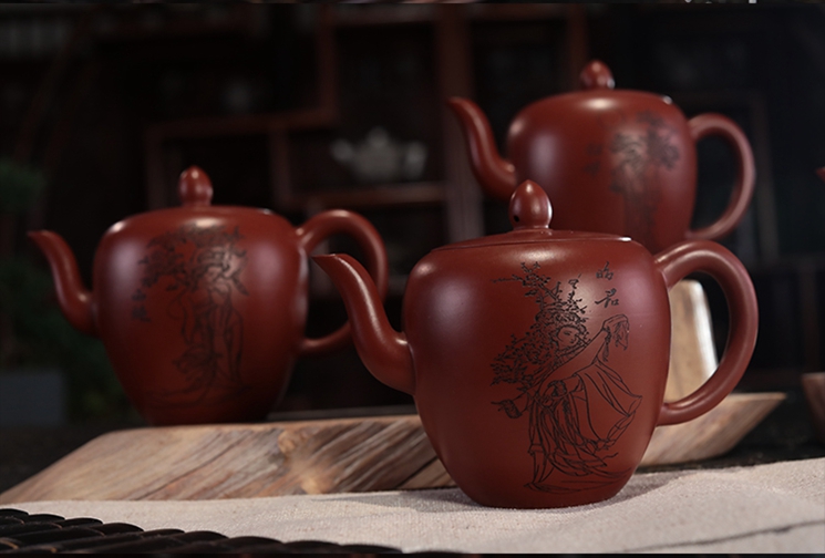 郑建明大师四大美人旗袍壶紫砂壶套组造型别致优雅将中国独特的旗袍