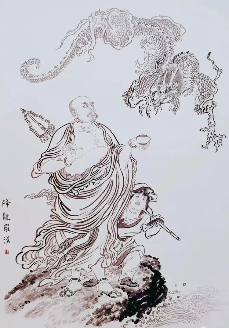 西窗剪烛诗词合集第1888集之罗汉白描作品欣赏1原创首发