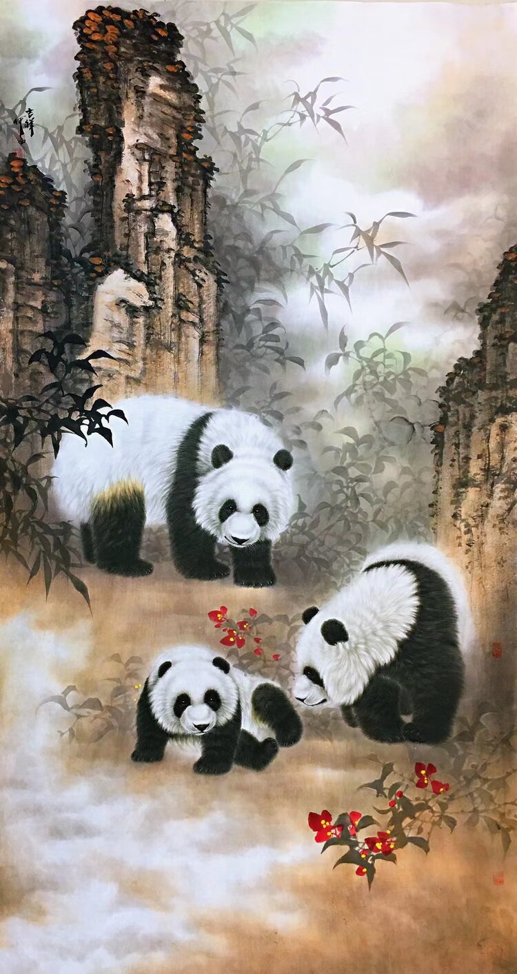 大熊猫的照片 中国画图片