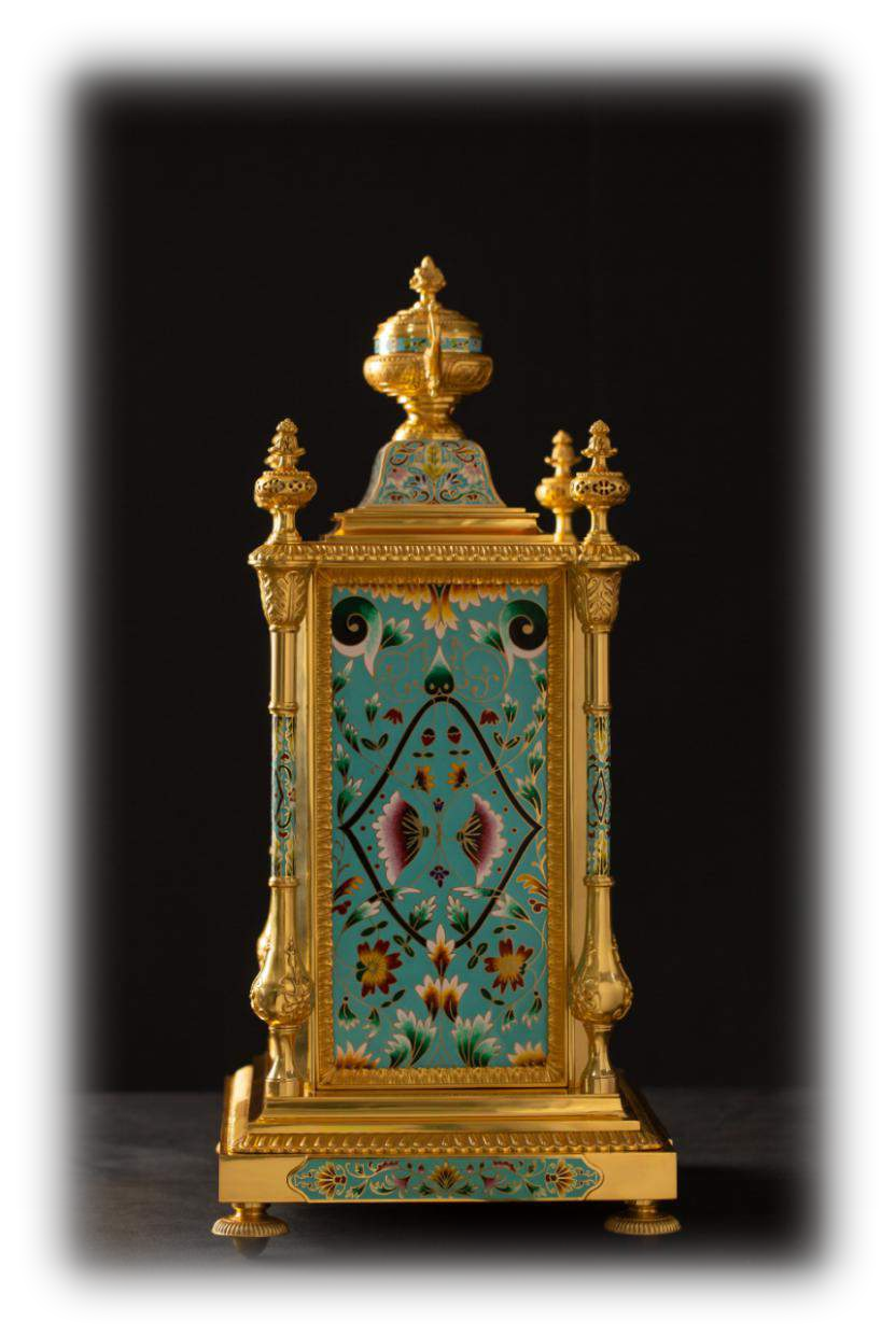 刘永森大师景泰蓝钟表钟声平安珐琅亭式八音钟藏品名称钟声平安珐琅亭