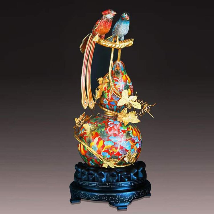 张同禄大师景泰蓝作品绶带葫芦瓶
